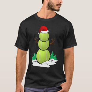 Snowman Tennis Ball Santa Hat Christmas Pajama Xma T-Shirt