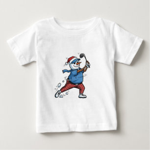 Snowman Tennis Player Christmas 2026 Holiday Baby T-Shirt