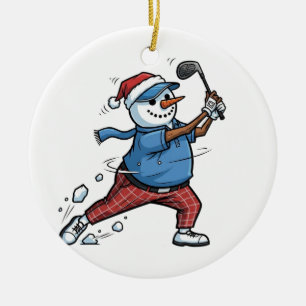Snowman Tennis Player Christmas 2026 Holiday Ceramic Ornament