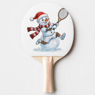 Snowman Tennis Player Christmas 2026 Holiday Sport Ping Pong Paddle