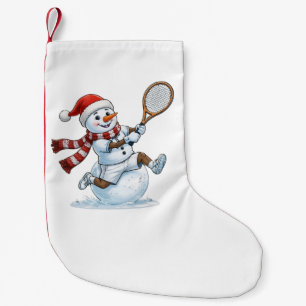 Snowman Tennis Player Christmas 2026 Holiday Sport Small Christmas Stocking