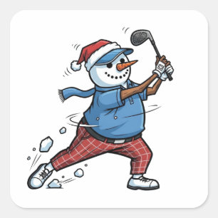 Snowman Tennis Player Christmas 2026 Holiday Square Sticker