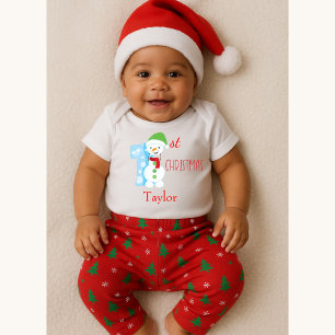 Snowman Theme Baby First Christmas Baby Bodysuit
