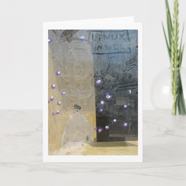 snowman through a window holiday card (Front)