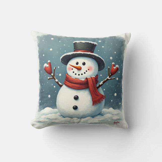 Snowman Throw Pillow (Front)