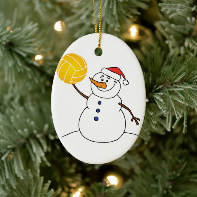 Snowman Throwing Water Polo Ball  Ceramic Tree Decoration (Tree)