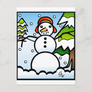 Snowman Tiffany style postcard