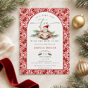 Snowman Time for Tea with the Mom-to-be Shower Invitation