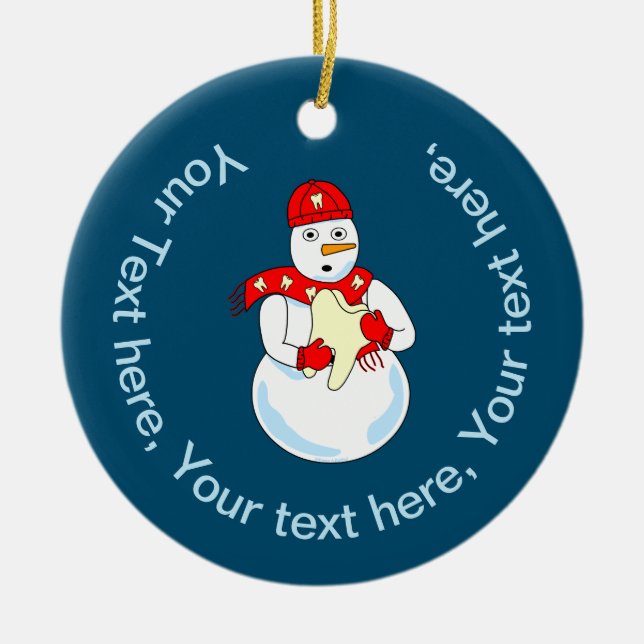 Snowman Tooth Ceramic Ornament (Front)