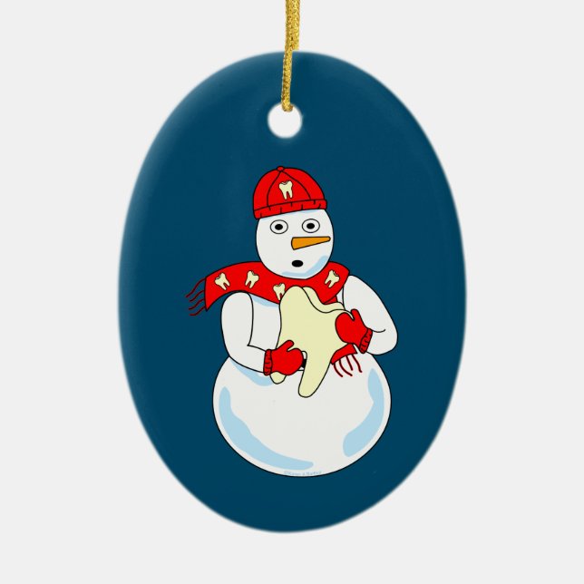 Snowman Tooth Ceramic Ornament (Front)