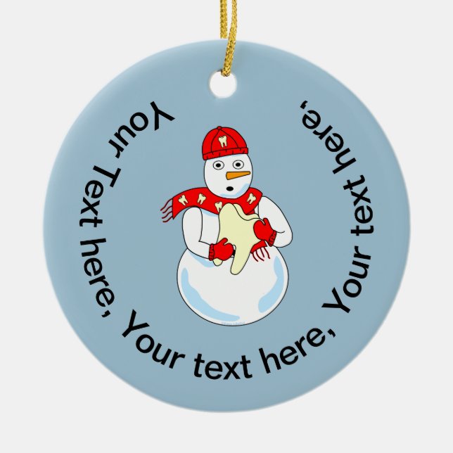 Snowman Tooth Ceramic Ornament (Front)