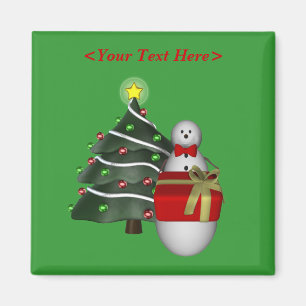 Snowman Tree Present Christmas Holiday Magnet