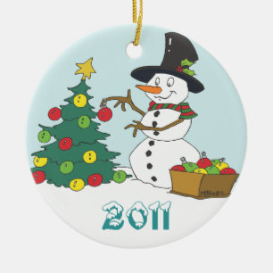Snowman Trimming Tree Ceramic Tree Decoration