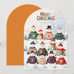 Snowman Ugly Christmas Sweater Orange TMF26 Holiday Card