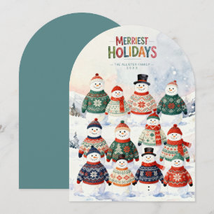 Snowman Ugly Christmas Sweater Teal TMF26 Holiday Card