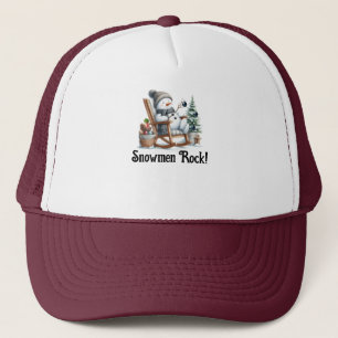 Snowman Unwinding Day in a Rocking Chair Trucker Hat