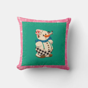Snowman Vintage Christmas Cushion