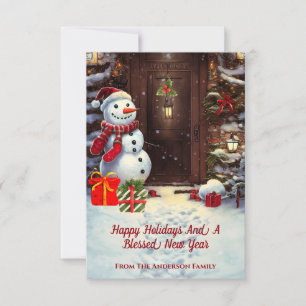 Snowman Vintage Christmas Scene Card