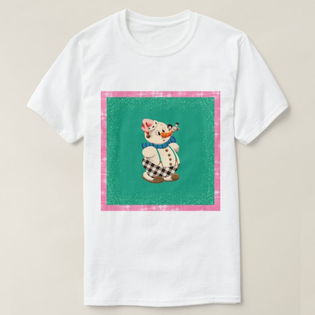 Snowman Vintage Christmas T-Shirt (Design Front)