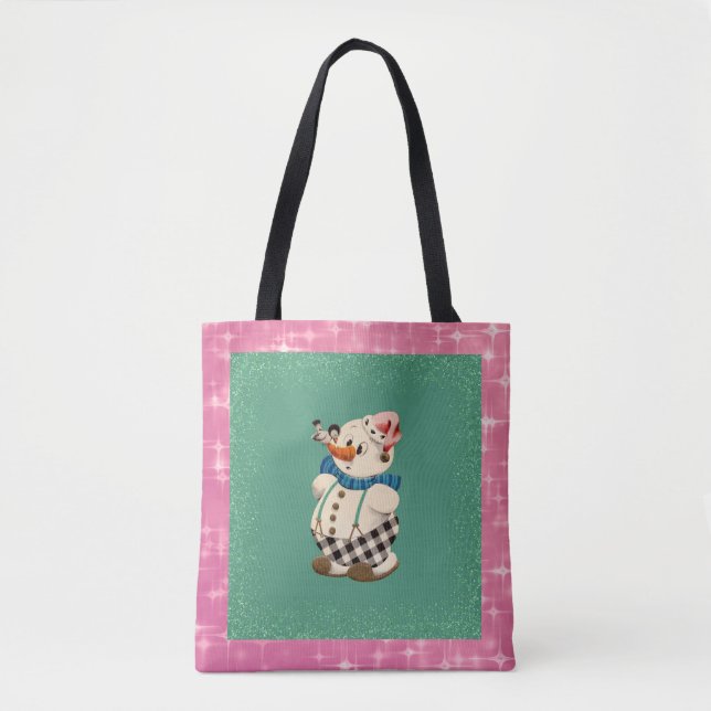 Snowman Vintage Christmas Tote Bag (Front)