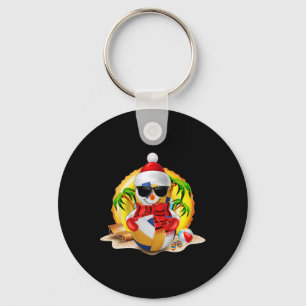 Snowman Volleyball Santa Hat Christmas In July Sum Key Ring