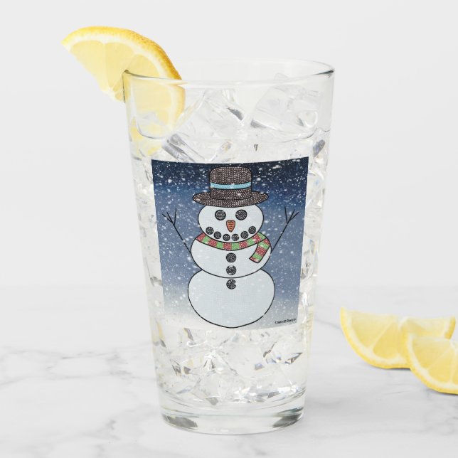 Snowman w/BG - Glass Cup (Front Ice)