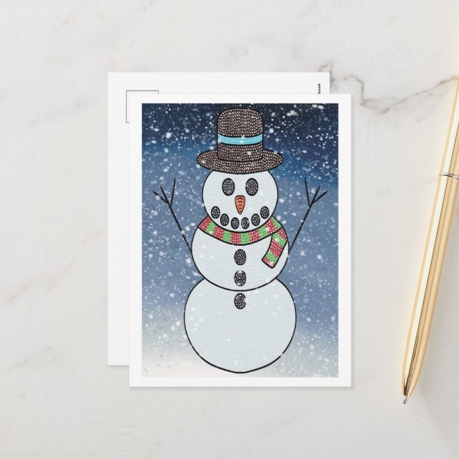 Snowman w/BG - Postcard (Front/Back In Situ)