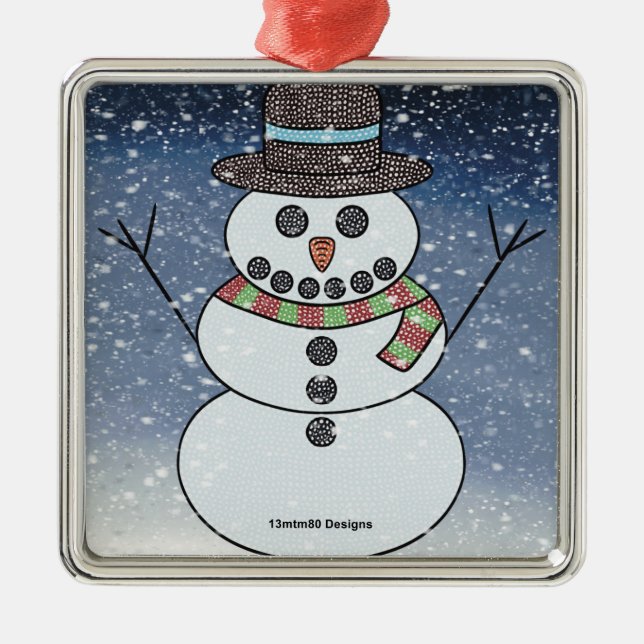 Snowman w/BG - Premium Ornament (Front)
