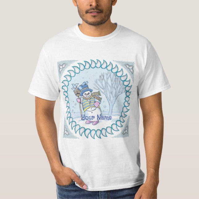 Snowman Walking t-shirts (Front)