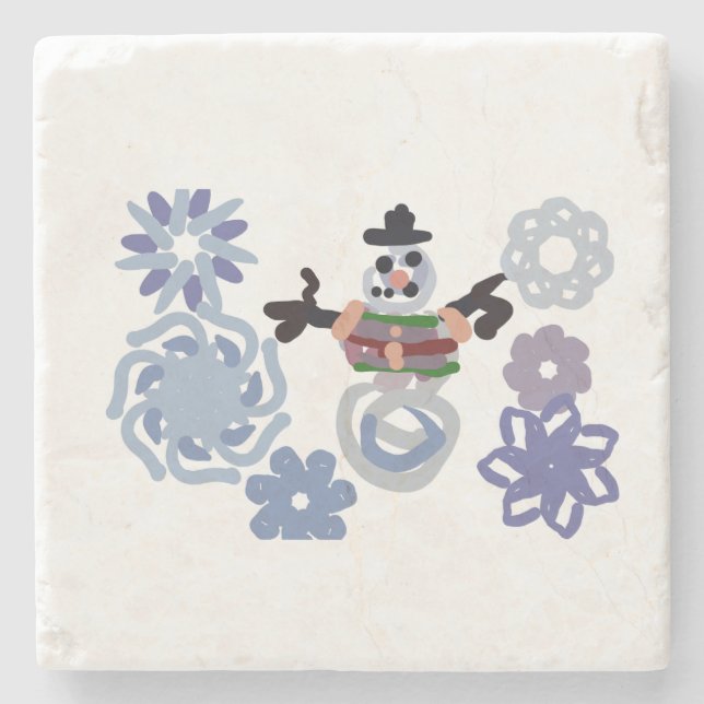 Snowman warm  stone coaster (Front)
