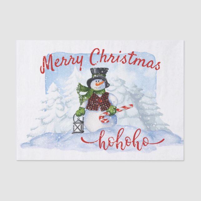 Snowman Watercolor Winter Christmas Tissue Paper (Front)