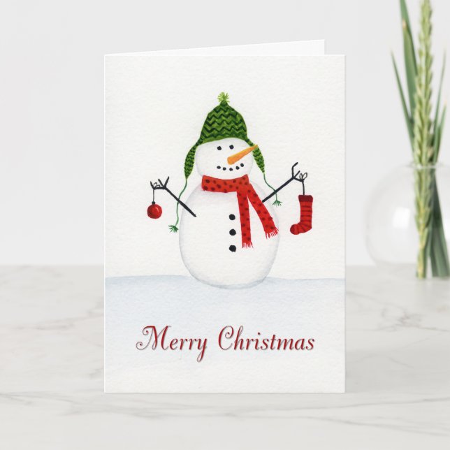 Snowman watercolour Christmas Card (Front)
