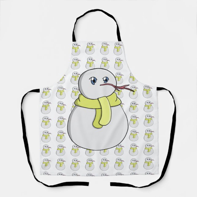 Snowman wearing a yellow scarf apron (Front)