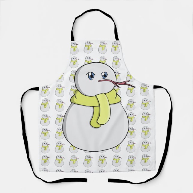 Snowman wearing a yellow scarf apron (Front)