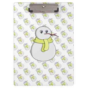 Snowman wearing a yellow scarf clipboard