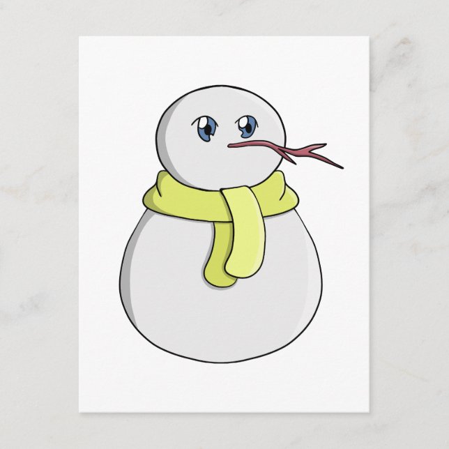 Snowman wearing a yellow scarf enclosure card (Front)