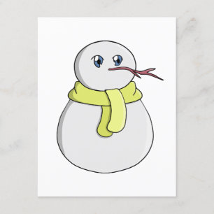Snowman wearing a yellow scarf enclosure card