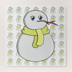 Snowman wearing a yellow scarf jigsaw puzzle
