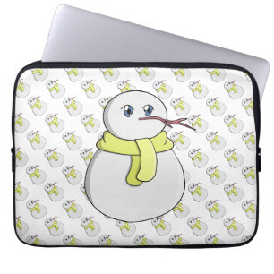 Snowman wearing a yellow scarf laptop sleeve