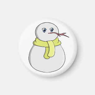 Snowman wearing a yellow scarf magnet