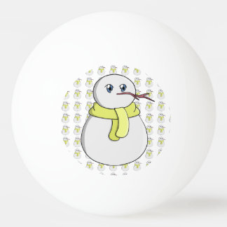 Snowman wearing a yellow scarf ping pong ball