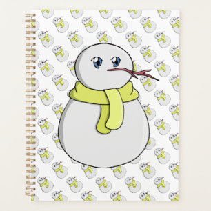 Snowman wearing a yellow scarf planner