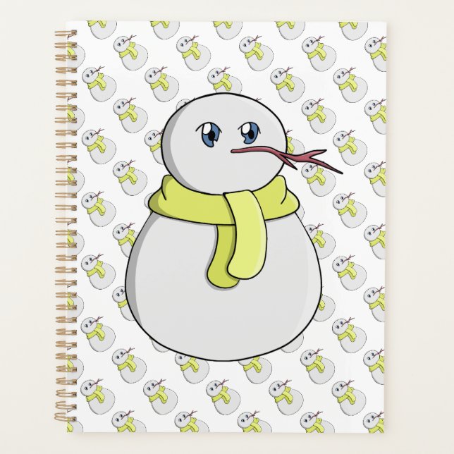 Snowman wearing a yellow scarf planner (Front)