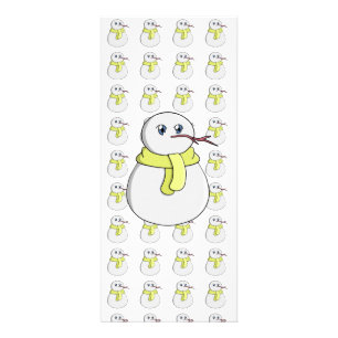 Snowman wearing a yellow scarf rack card