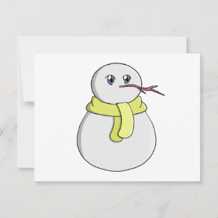 Snowman wearing a yellow scarf RSVP card