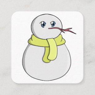 Snowman wearing a yellow scarf square business card
