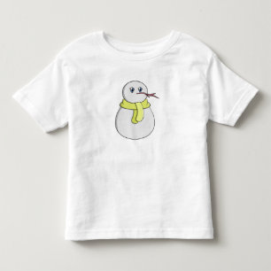 Snowman wearing a yellow scarf toddler T-Shirt