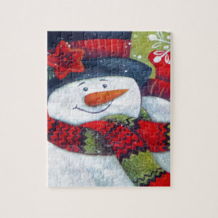 Snowman Wearing Scarf Jigsaw Puzzle