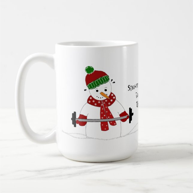 Snowman Weight Lifting Coffee Mug (Left)