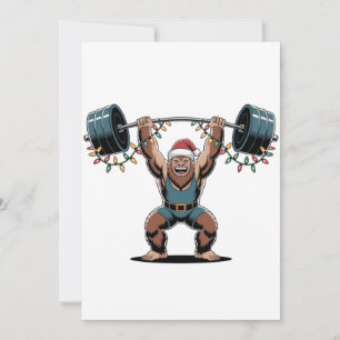Snowman Weightlifter Christmas 2026 Holiday Fitnes Thank You Card